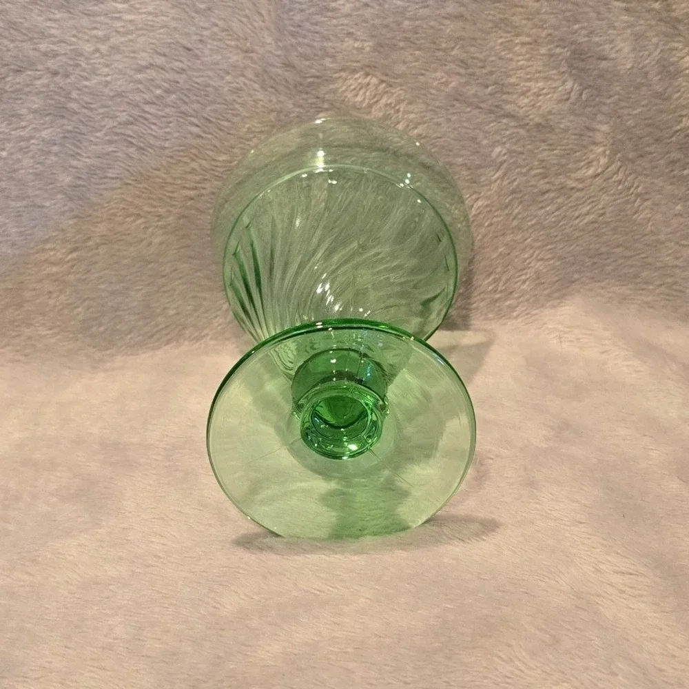 Vintage Duncan & Miller Spiral Flutes Green 8 oz.‎ Footed Water Tumbler